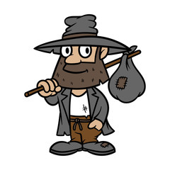 Cartoon Homeless Person Vector Illustration
