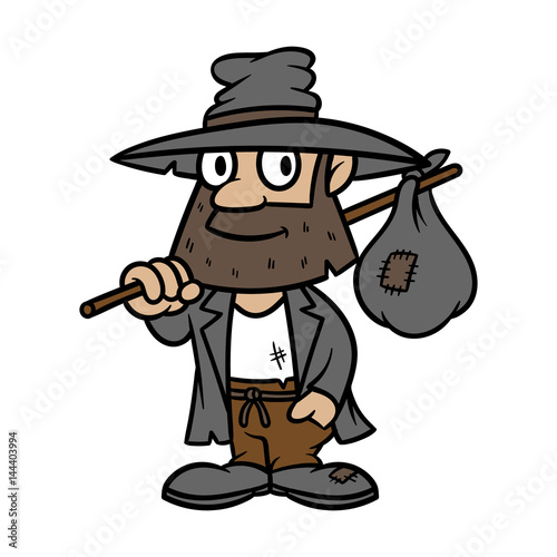 "Cartoon Homeless Person Vector Illustration" Stock image and royalty