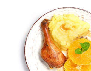 Duck leg roasted with potato
