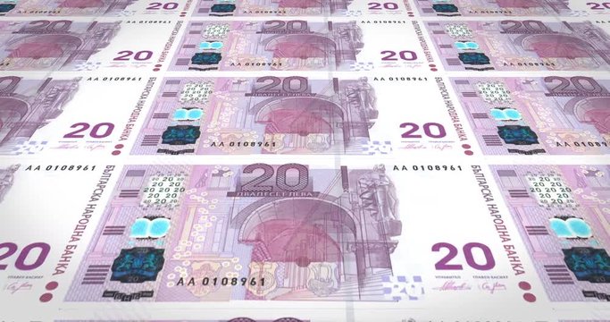 Banknotes of twenty bulgarian levs of Bulgaria, cash money, loop