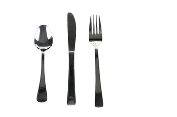 spoon fork and knife isolated on white background