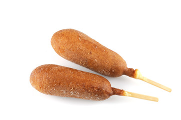 pancake sausage hotdog isolated on white background