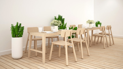Dining area in coffee shop  or restaurant clean design - 3D Rendering