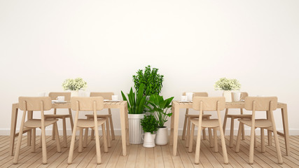 Dining area in restaurant or coffee shop clean design - 3D Rendering