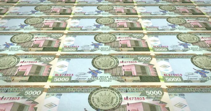 Banknotes of five thousand burundian francs of Burundi, cash money, loop