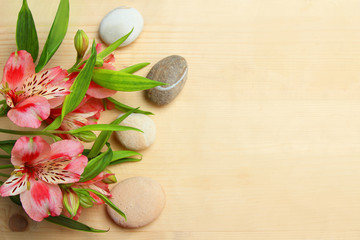  bouquet of alstroemerias and stones