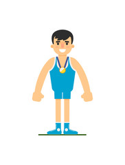 Young wrestler in sports uniform vector illustration isolated on white background. Sport competition concept, sportsman personage in flat design.