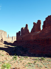 Park Avenue Vertical/Strange tall geological formations in Moab Utah