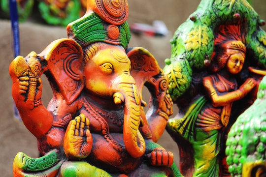 Hindu god idols focus on lord Ganesha