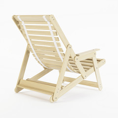 Deckchair over white background. 3D rendering.