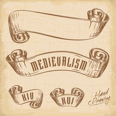 Old ribbon banner - for decoration, scrapbook and design in vector