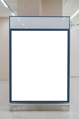 Empty blank billboard advertising at airport ,train station,in public commercial,ready for new advertisement,selective focus