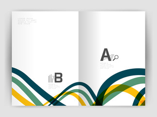 Business brochure flyer tempalate, wave and line abstract background