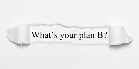Obraz premium What´s your plan B? on white torn paper