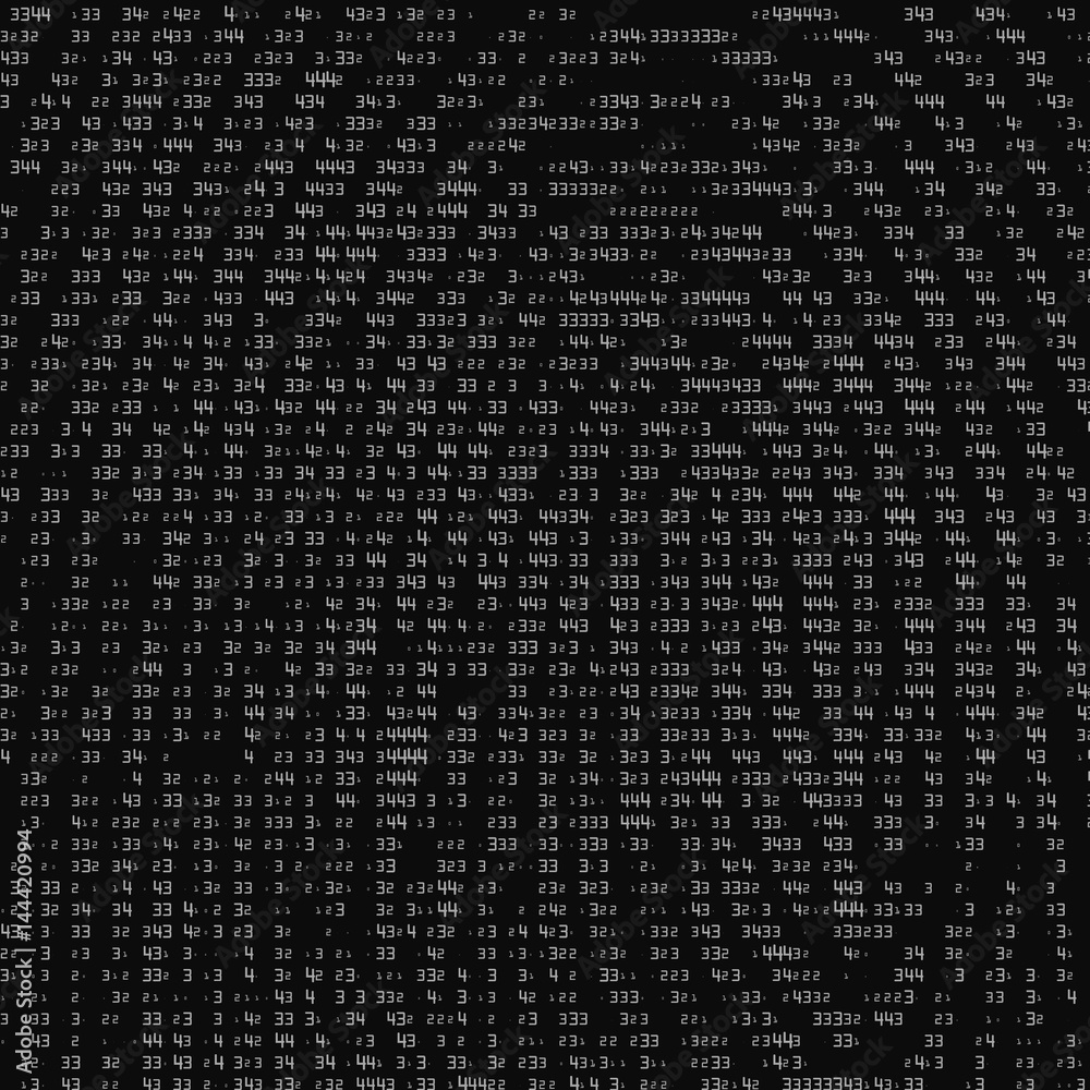 Poster Vector abstract binary representation of fingerprint. Cyber thumbprint grayscale pattern composed of numbers. Biometric identity verification. Futuristic sensor scan image. Digital dactylogram.