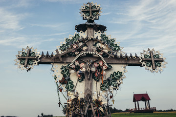 Wooden cross on so called Hill of Crosses, famous site in Lithuania