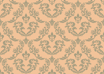 Vector damask seamless pattern background. Classical luxury old fashioned damask ornament, royal victorian seamless texture for wallpapers, textile, wrapping. Exquisite floral baroque template.
