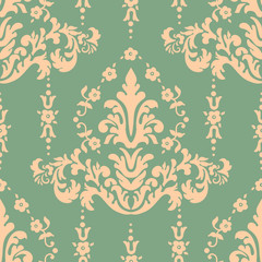 Vector damask seamless pattern element. Classical luxury old fashioned damask ornament, royal victorian seamless texture for wallpapers, textile, wrapping. Exquisite floral baroque template.