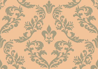 Vector damask seamless pattern element. Classical luxury old fashioned damask ornament, royal victorian seamless texture for wallpapers, textile, wrapping. Exquisite floral baroque template.