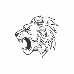 lion head icon logo line drawing