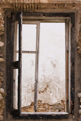 old broken window