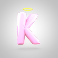 Cute angelic pink letter K uppercase with halo