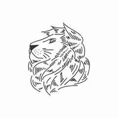 lion head icon logo line drawing