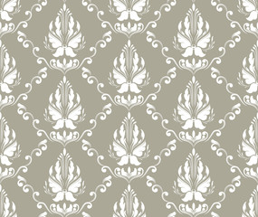 Vector damask seamless pattern background. Classical luxury old fashioned damask ornament, royal victorian seamless texture for wallpapers, textile, wrapping. Exquisite floral baroque template.