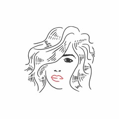 line drawing beautiful woman