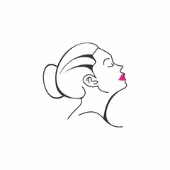 line drawing beautiful woman