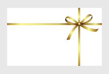 Gift certificate, Gift Card With Golden Ribbon And A Bow on white background.  Gift Voucher Template.  Vector image.