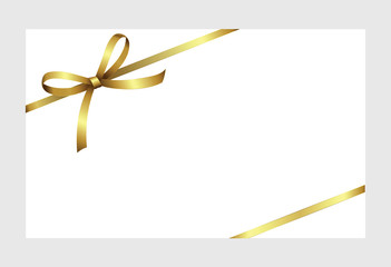 Gift certificate, Gift Card With Golden Ribbon And A Bow on white background.  Gift Voucher Template.  Vector image.