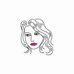 line drawing beautiful woman