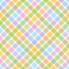 Rainbow diagonal tartan seamless pattern.Pastel color background.
