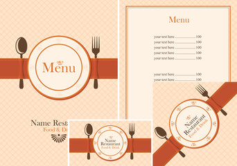 Set of design elements for a cafe or restaurant from the menu, price list, business cards and coasters for drinks