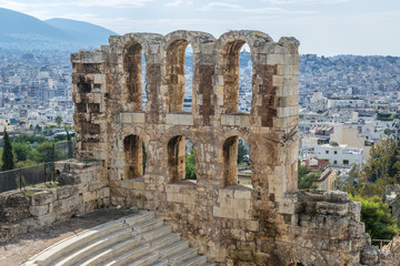 Fototapeta premium Ruins of ancient theater Herod Atticus Odeon, Acropolis in Athens, Greece