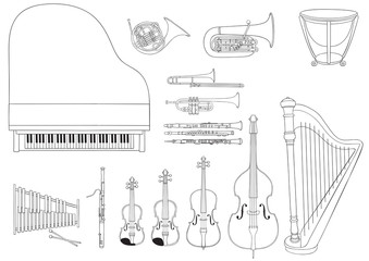 Vector set of Symphony Orchestra musical instruments