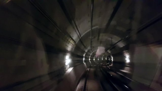 Timelapse Of Moving Through Subway Tunnels, Barcelona, Spain - 4K Video
