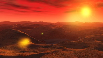 Landscape of Mars, Martian panorama, panorama of Mars, mountain landscape
