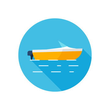 Flat Style Vector Motor Boat Icon