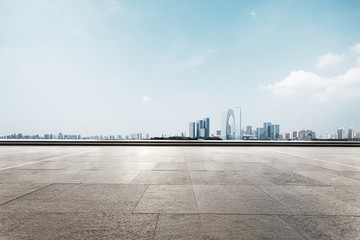 empty floor with cityscape of suzhou