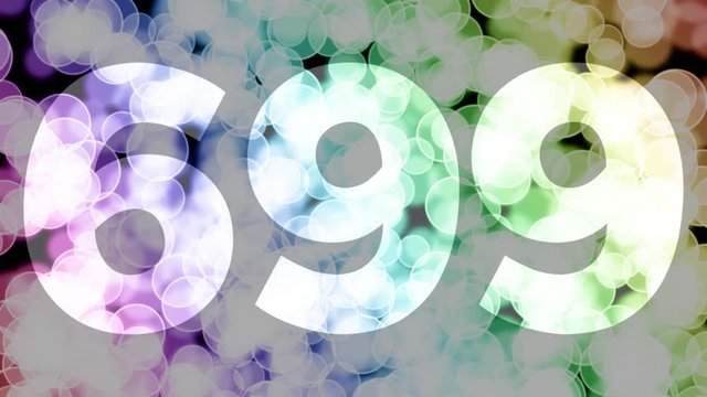 Six hundreds ninety nine to seven hundreds points, level, rank fade in/out animation with color gradient moving bokeh background. 90 frames still, 180 fade out, 30 clear, 180 fade in, 300 still.
