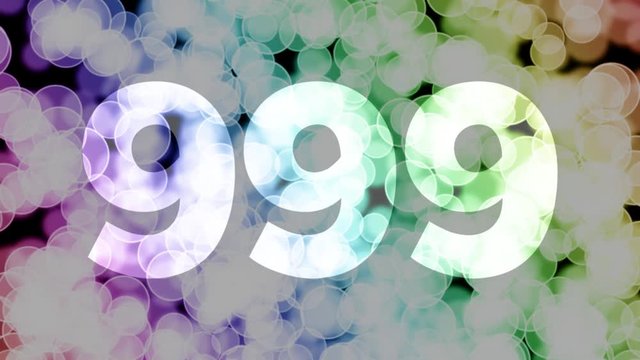 Nine hundreds ninety nine to one thousand points, level, rank fade in/out animation with color gradient moving bokeh background. 90 frames still, 180 fade out, 30 clear, 180 fade in, 300 still.