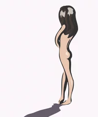 Foto op Plexiglas Eenvoudige illustratie van naakte vrouw © emieldelange