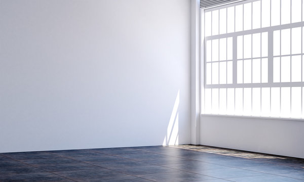 White empty room space design