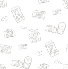 Seamless pattern with vintage cameras