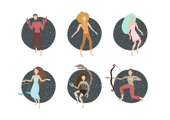 zodiac signs. vector illustration. cancer, leo, virgo, libra, scorpio, sagittarius