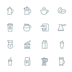Coffee set of vector icons