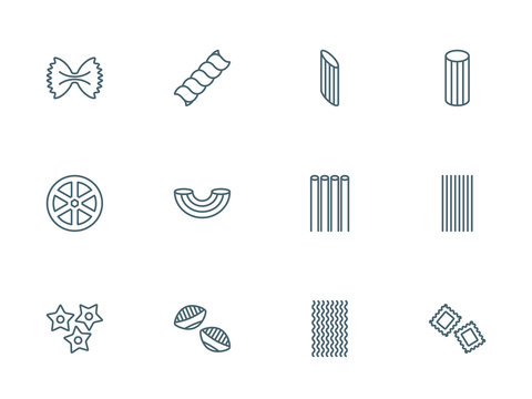 Pasta set of vector icons