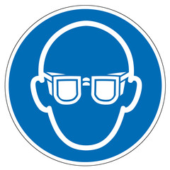 Gebotsschild M004 Augenschutz benutzen, vektor illustration isoliert 
